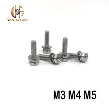 50 Uds M3 M4 M5 * L mm 304 cabeza hexagonal empotrada en cruz de acero inoxidable tornillo de tres juntas combinación de tornillo para relé de estado sólido 2024 - compra barato