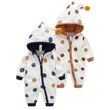 Babies Polka Dots Hooded Romper Clothes Newborn Baby Boy Girl Zipper Hooded Romper Clothes Outfits 2024 - buy cheap