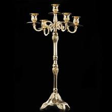 Candelabro de plata y oro de 65cm, candelabros de metal para decoración de centros de mesa de boda, candelabro de 5 brazos, venta al por mayor 2024 - compra barato