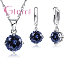 Classic Geometric Crystal Stone Necklace Earrings for Fashion Women's Birthday Gift 925 Sterling Silver 2024 - buy cheap