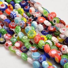 Miçangas artesanais de vidro com fios redondos, flor única, colorida, 6x3mm, furo: 1mm, aproximadamente 66 peças/fio de 15.9" 2024 - compre barato