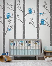 Huge Size Tree Wall stickers Playground Birch Forest With Owls And Birds Vinyl Wall Decals Baby Room Wall Tattoo D640 2024 - buy cheap