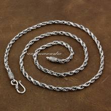 4mm 925 Sterling Silver Woven Double Link Chain Mens Biker Necklace 8L011 2024 - buy cheap