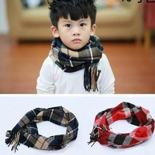 children kid grid scarf boy and girl neck muffler plaid scarfs cashmere acrylic wrap shawl long tassel YOUNGER STORE YG038 2024 - buy cheap