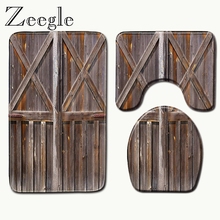 Zeegle-alfombrilla de madera antideslizante para ducha, alfombrillas de microfibra para puerta, alfombra suave para baño, Juego de 3 uds. 2024 - compra barato