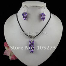 Wholesale Elegant jewelry set AA 5-6MM purple fresh water pearl necklace earring Hot sale free shipping  A2069 2024 - buy cheap