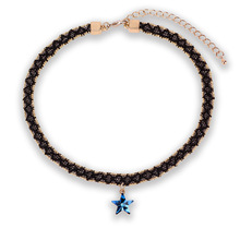 Collar con colgante de estrella de cristal austriaco para mujer, gargantilla de encaje corta negra, collares elegantes para regalo de boda y Navidad 2024 - compra barato