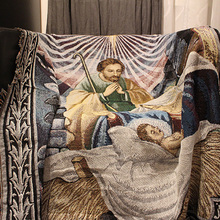 Jesus Holy Family Tapestry Cotton thread carpet Sofa towel tassel Leisure Blanket Art Christian Wall decoration 125x150cm 2024 - buy cheap