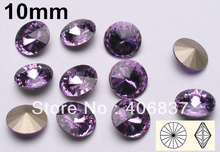 Free Shipping! 10mm Violet Crystal Rivoli Fancy Stones,  200pcs/Lot, China Top Quality Round Silver Foiled Crystal Rivoli 2024 - buy cheap