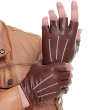 Бесплатная доставка, Аутентичные мужские кожаные перчатки Kursheuel для вождения без пальцев, 3 линии, CYW1314 2024 - купить недорого
