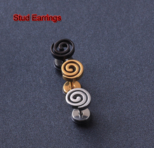 New Fashion 2 pieces ear plugs Tornado storm Shape Titanium Stainless Steel Black  color Gold men/women pierced Stud Earrings 2024 - buy cheap