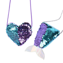 New Shiny Sequins Mermaid Tail Coin Purse Kids Shoulder Bag Mini Coin Bag Change Money Crossbody Bags Girls Handbags Small Gifts 2024 - buy cheap