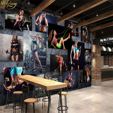 Beibehang-papel tapiz fotográfico personalizado, creativo, Sexy, belleza, gimnasio, Yoga, Museo Americano, Mural de fondo, papel de pared 2024 - compra barato
