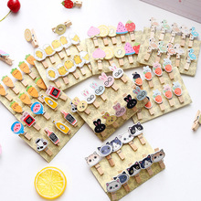 10 Pcs/ bag Handmade Clips School Stationery cute Wooden Paper Clips Office Supplies student Wood Clip Small Craft Photo Pegs 2024 - buy cheap