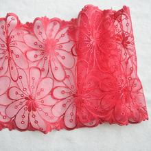 3 Meters 19cm Width Red Color Handicrafts Embroidered Net Lace Trim Ribbon Wedding/Birthday/Christmas/Bow Decorations 2024 - buy cheap