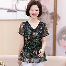 NIFULLAN Sweet Vintage Women Floral Tshirt Short Sleeve V-Neck Retro Tee Tops Fashion Casual Tunic Clothes Mother 5XL Plus Size 2024 - buy cheap