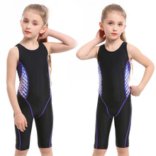 Bañador deportivo de una pieza para niñas, traje de baño de competición, traje de baño hasta la rodilla 2024 - compra barato