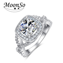 Moonso Fashion Plated AAA Zircons Ring Trendy CZ  Luxury wholesale Ring for Women Jewelry Wedding Engagement Finger T1910 2024 - buy cheap