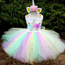 Vestido de unicórnio tutu para meninas, fantasia de unicórnio em arco-íris para crianças, vestido de princesa para natal, dia das bruxas, vestido de festa para meninas 1-14 anos 2024 - compre barato
