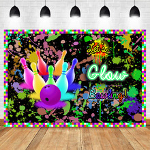 Bowling Theme Birthday Backdrop Let's Glow Party Graffiti Wall Photography Background Happy Birthday Party Banner Backdrops 2024 - buy cheap