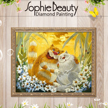 Sophie Beauty Handcraft Mosaic Beaded Embroidery Kits Animal Cat Flower Diy Diamond Painting Cross Stitch Square Home Arts Sets 2024 - buy cheap
