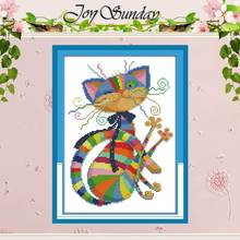 Colorful cat Patterns Counted Cross Stitch 11CT 14CT Cross Stitch Set Wholesale Cartoon Cross-stitch Kit Embroidery Needlework 2024 - buy cheap
