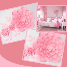 DIY гигантские бумажные цветы, искусственные розы, цветы, фон, 3 шт. + 4 оставленных свадебных вечеринок, декор для детской комнаты, розовый 2024 - купить недорого