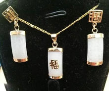 Wholesale noble 18KGP white Natural Stone pendant & Earrings  sets 2024 - buy cheap