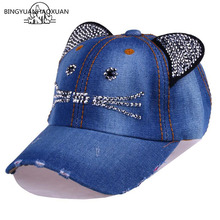 BINGYUANHAOXUAN Unisex Baseball Cap Children Cat Ears Rivets Sun Cowboy Hat Snapback Cap for Boy Girls Casual Cap Bone Gorro 2024 - buy cheap