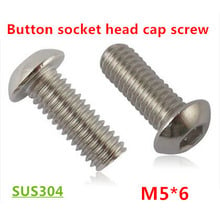 100pcs ISO7380 M5*6 Hexagon socket Button Head Cap Screw 304 Stainless steel m5x6 Mushroom Allen head Round Machine screws Bolts 2024 - buy cheap