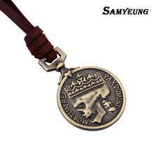 Vintage Gold Coin Leather Necklaces Male Round Pendant Letter Skull Choker Necklaces Men Neckless Women Jewelry 2018 Gifts 2024 - buy cheap