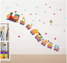 Adesivos de decoração de parede de trem, desenho animado, jardim de infância, quarto do bebê, crianças, adesivos de parede 2024 - compre barato