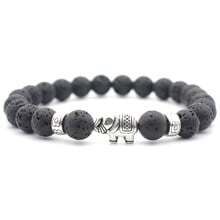 Newest Women Men 8mm Black Lava Natural Stone Bracelet Elephant Elastic Beaded Bracelet Tibet Charm Bracelet 2018 New Gift 2024 - buy cheap