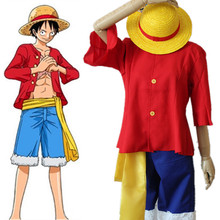 Anime One Piece Cosplay Monkey D Luffy 2nd Costume Full Set Uniforms Adult Halloween Party Wear (Tops+Shorts+hat) 2024 - buy cheap