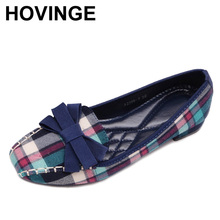 HOVINGE   Spring Summer Bowtie High Heels Women Fashion Flats Ladies Single Shoes Elegant Square toe Low Heels 2024 - buy cheap