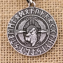 Pingente de runas de viking, colar amuleto com cabeça de lobo, joia de colar, runas de pagão, 10 peças 2024 - compre barato