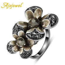Женские винтажные кольца Ajojewel, большие стразы в стиле ретро 2024 - купить недорого