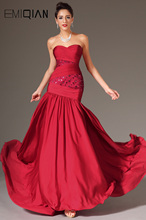 Novo vermelho strapless querida lantejoulas corpete comprimento total com trem formal vestido de noite 2024 - compre barato