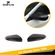 Tampa do espelho retrovisor para honda civic 10th 2016 2017, tampas do espelho lateral de fibra de carbono 2024 - compre barato