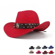 Sombrero de vaquero occidental para niño y niña, visera enrollable de lana hueca, de fieltro, Retro, color negro, talla 52-54, 2019 2024 - compra barato