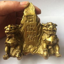 Brinquedo chinês fengshui disturi mau portão protetor foo fu estátua do cão leão par shigandang artesanato de metal 2024 - compre barato