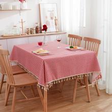 Toalha de mesa xadrez clássica com borla, elegante, vermelho, azul, listrado, decoração para casa, algodão, toalha de mesa zc051 2024 - compre barato