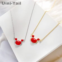 Ожерелье Uini-Tail из стерлингового серебра 925 пробы, простой красный маленький краб, корейский модный тренд, оригинальная индивидуальность, ED323 2024 - купить недорого