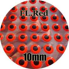 10 мм 3D FL. Красный/оптовая продажа 400 мягкие формованные 3D голографические глаза рыб, завязывание мухи, джиг, приманка 2024 - купить недорого