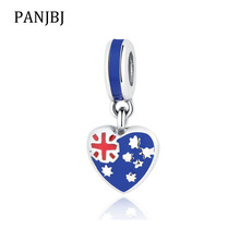 New 100% 925 Sterling Silver Beads Charm Australian Flag Heart Pendant Enamel Charms Fit  Bracelets Women Diy Jewelry 2024 - buy cheap