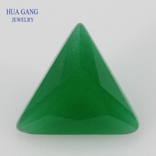 Gemas sintéticas para joyería, cuentas de cristal sueltas translúcidas, color verde, mate, forma triangular, tamaño 3x3 ~ 8X8mm 2024 - compra barato
