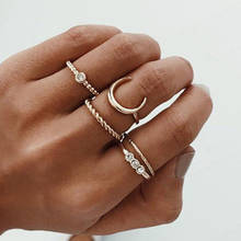 Женские кольца средней длины, 5 шт./компл., с кристаллами, в стиле панк 2024 - купить недорого
