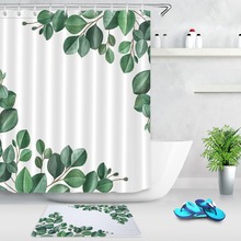 Cortina de banheiro para plantas tropicais, verde, plano fundo branco, alta qualidade, à prova d'água, antiderrapante, para banheiro 2024 - compre barato
