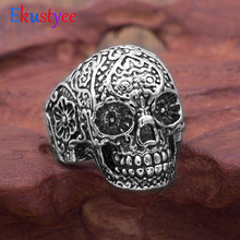 Мужское Винтажное кольцо в стиле панк, готический Цветок, в виде скелета, из сплава цинка 2024 - купить недорого