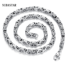 NibaStar 5mm Byzantine Necklaces For Men Boys Gold-Color Black Stainless Steel Box Byzantine Link Chain Necklace Gift 2024 - buy cheap
